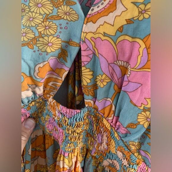 Zesica Floral Multi Color Pattern Maxi Dress Sleeveless Open Back Size M - Picture 5 of 9